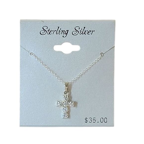 Kohl's Sterling Silver Cross Necklace with Sparkling CZ Accents - Picture 1 of 4